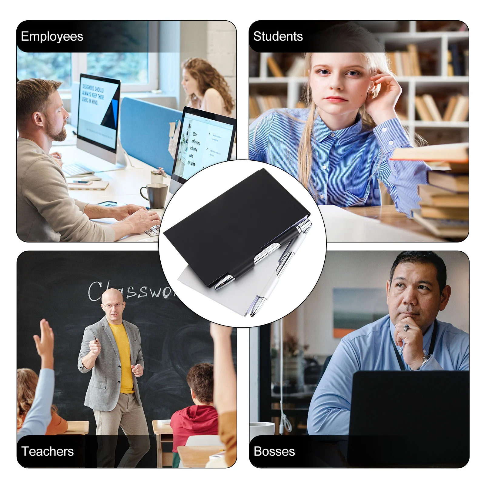 2 pçs bolso de metal bloco de notas caneta caso portátil recarregável livro de memorando pequeno diário para escritório escola viagem bolso bloco de notas