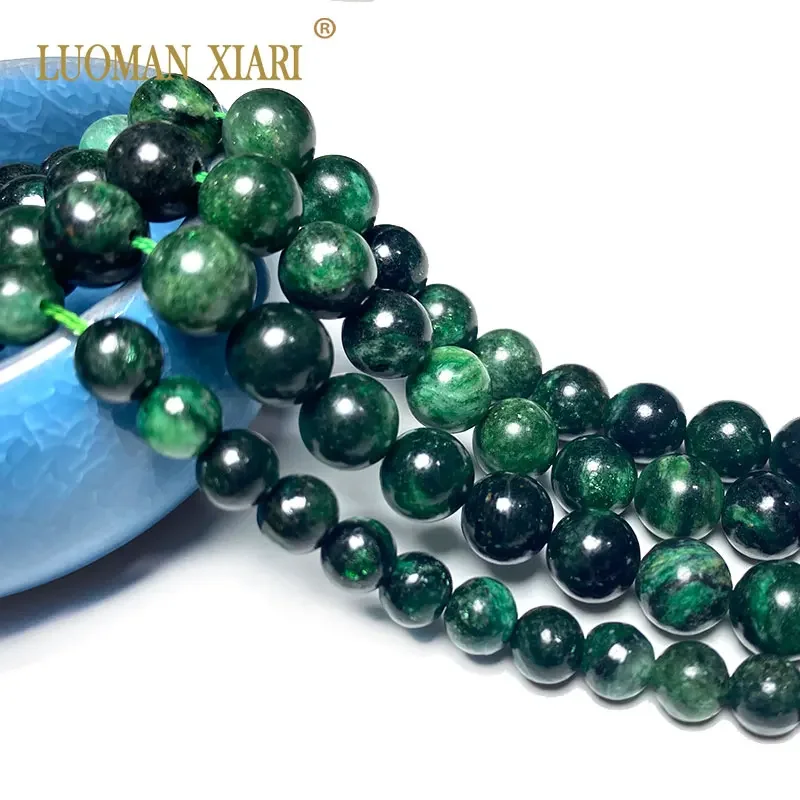 Fine 100% Natural Round Gemstone Beads Green Emerald For Jewelry Making DIY Women's Bracelet Necklace Charms 6/8/10MM 15''