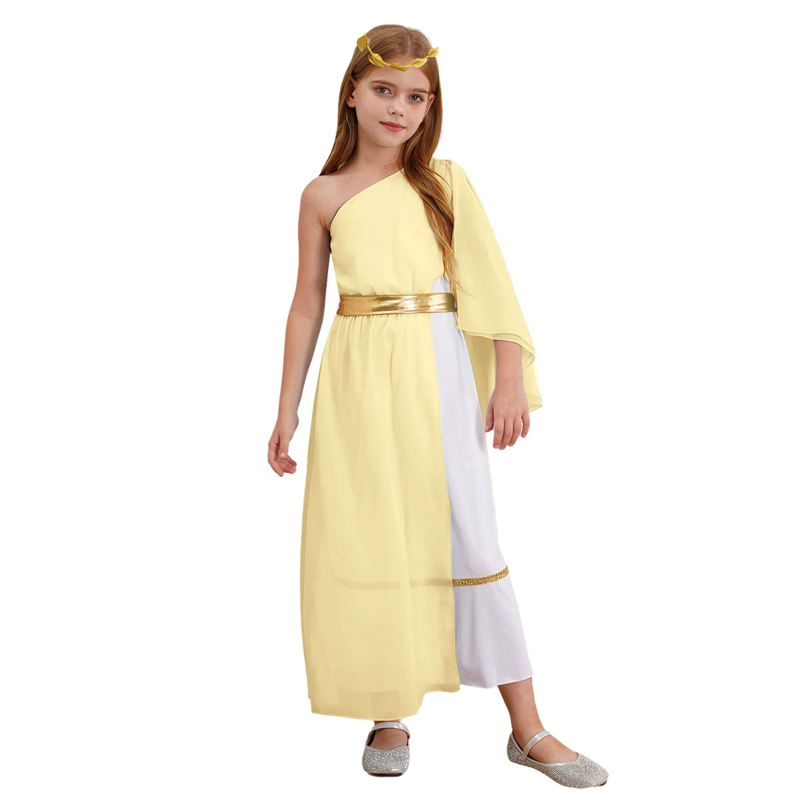 Kids Girls Ancient Greek Princess Toga Costume Roman Greece Vintage Party Dress Costume For Grecian Stage Performance Dresses
