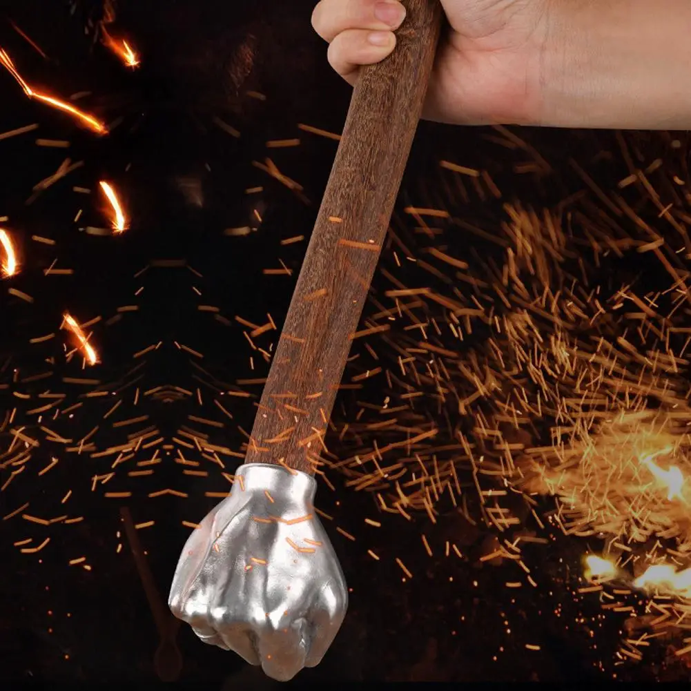 Stainless Steel Fist-Shaped Hammer with Wood Handle for Home And Outdoor Camping Decorative Nail Hammer Creative Gift