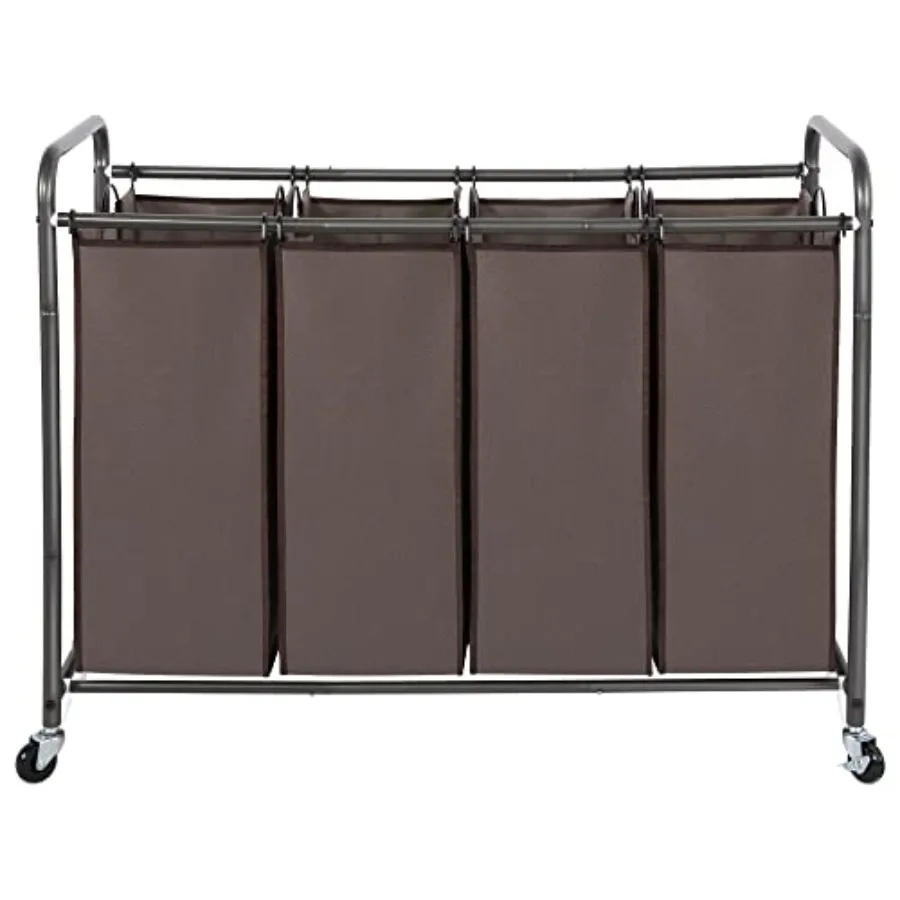 

Laundry Sorter 4 Section 4 Bag Clothes Hamper Rolling Laundry Cart Basket with Heavy Duty Lockable Wheels and Removable Bag for