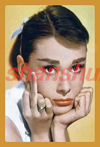 Audrey Hepburn Finger Metal Tin Sign Custom Metal Sign 8X12in-Bar Cafe Restaurant Home Decor sign
