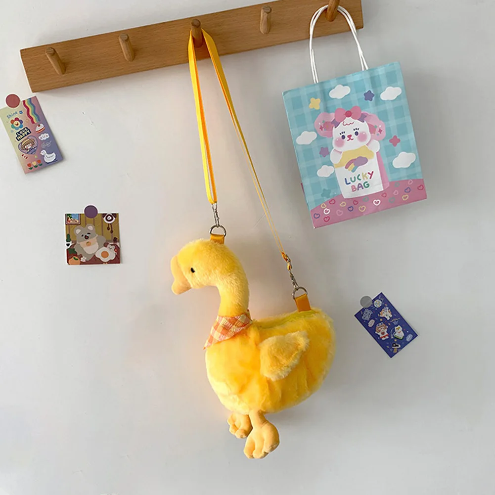 Cute Plush Shoulder Bag Small Ducks Animal Mini Messenger Bag Soft Comfy Lightweight Children Girls Cartoon Gift Schoolbag