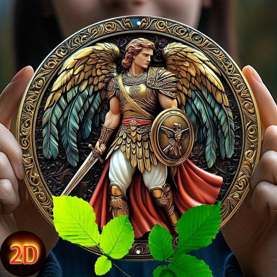 

3D Angel Warrior Aluminum Sign, Traditional Mythological Warrior Wall Art, Festive Holiday Decor, Decorative Wall Poster