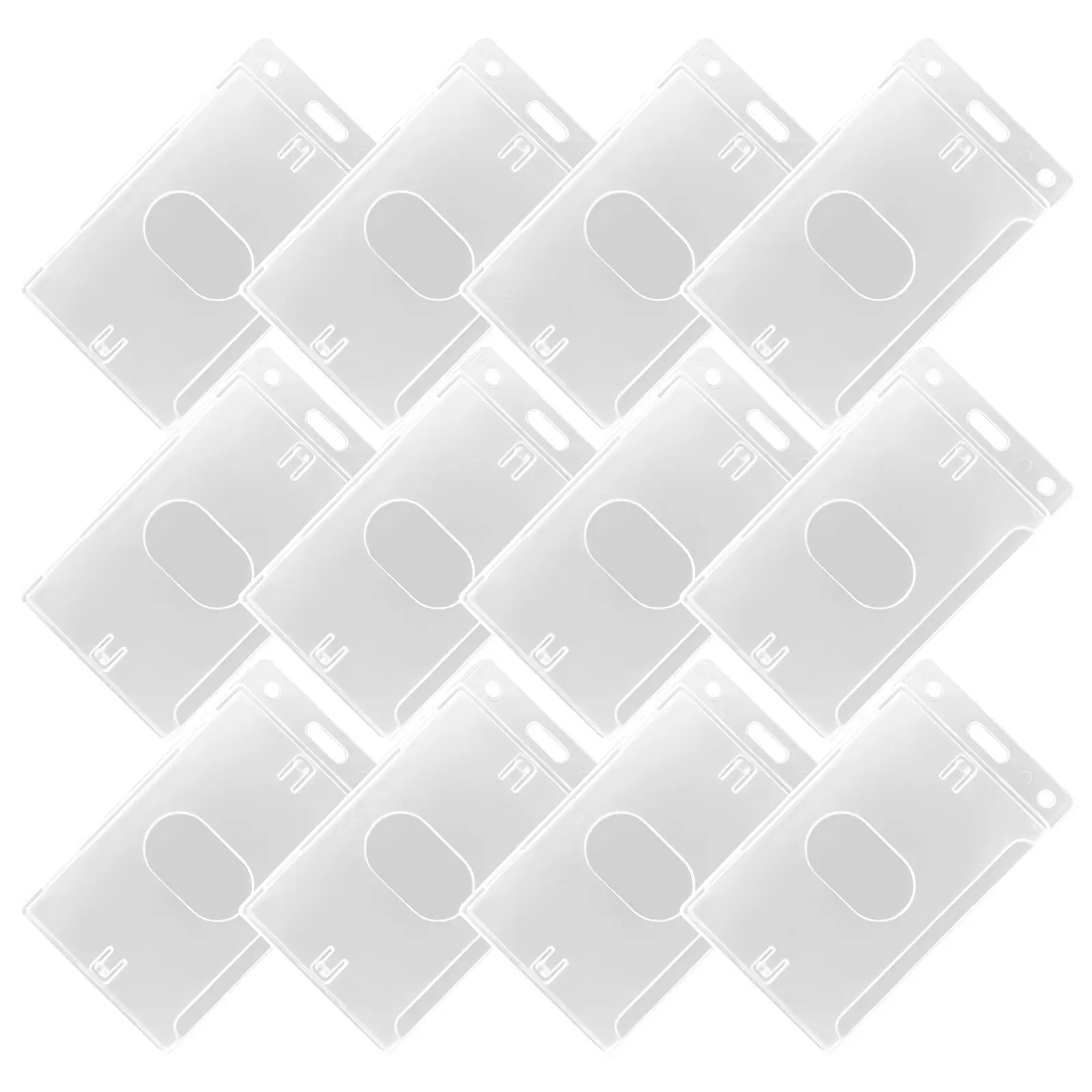 15Pcs Transparent Plastic Card Holder Clear Vertical Id Card Badge Sleeve Protective Case Name Tag Cover Office Conference Event