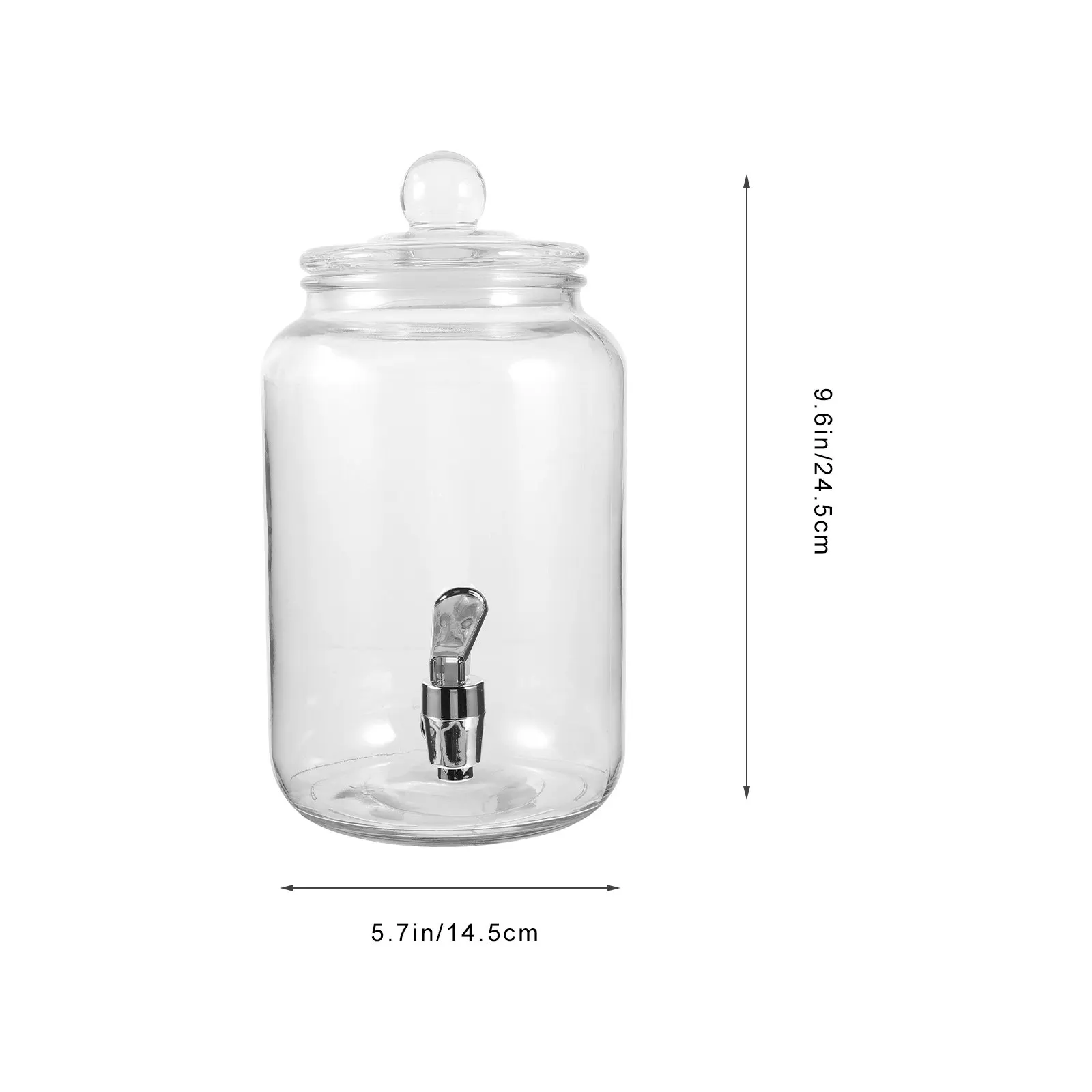 Glass Beverage Dispenser with Faucet Elegant Contemporary Design Clear Surface Easy Clean Wine Storage Container Cold Drink