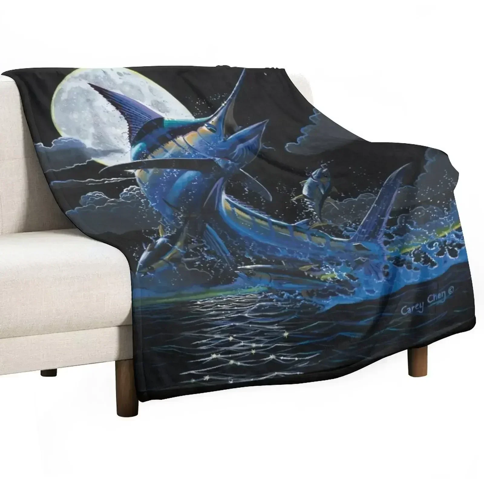 Marlin Moon Throw Blanket bed plaid Flannel Summer Beddings Decorative Sofa Furrys Kid'S Blankets