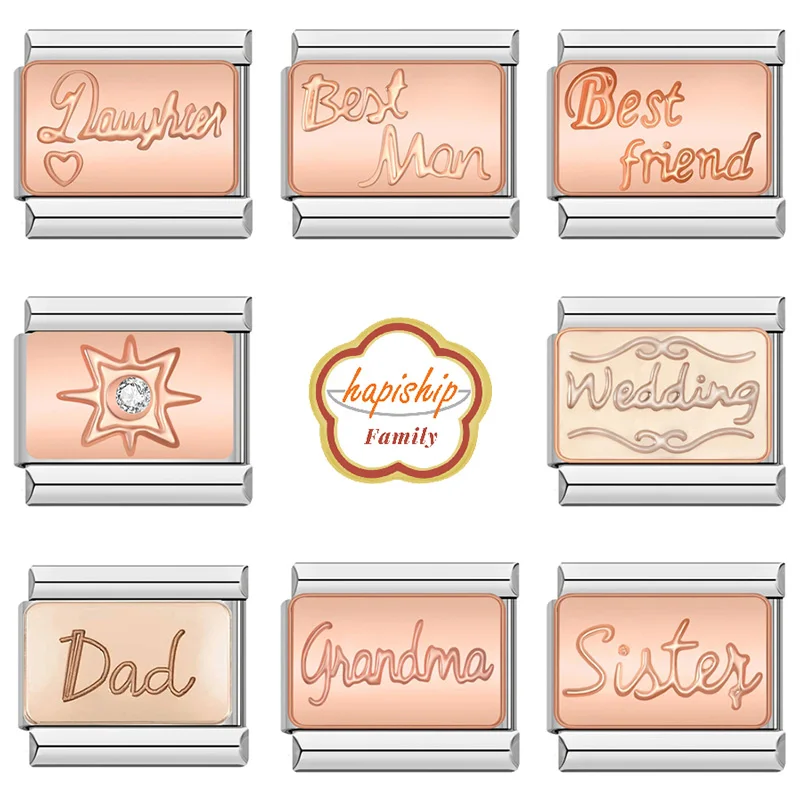 Hapiship-وصلات سحر الفولاذ المقاوم للصدأ ، أيونات الأسرة ، أبي ، الأخت ، أفضل أم ، ابنة ، يناسب 9 سوار fشون ، صنع المجوهرات ديي ، NEW127 #1