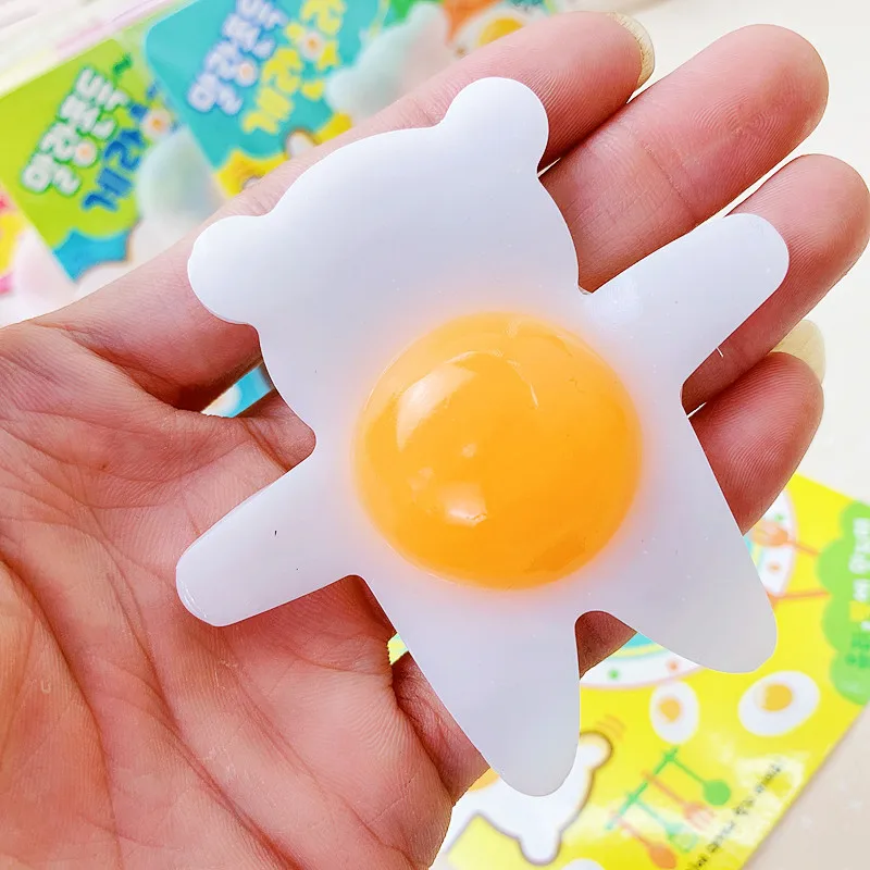 

Novelty Funny Simulation Fried Egg Pinch Music Fidget Toy Children Adults Fried Egg Venting Decompress TPR Squeeze Stretch Toys