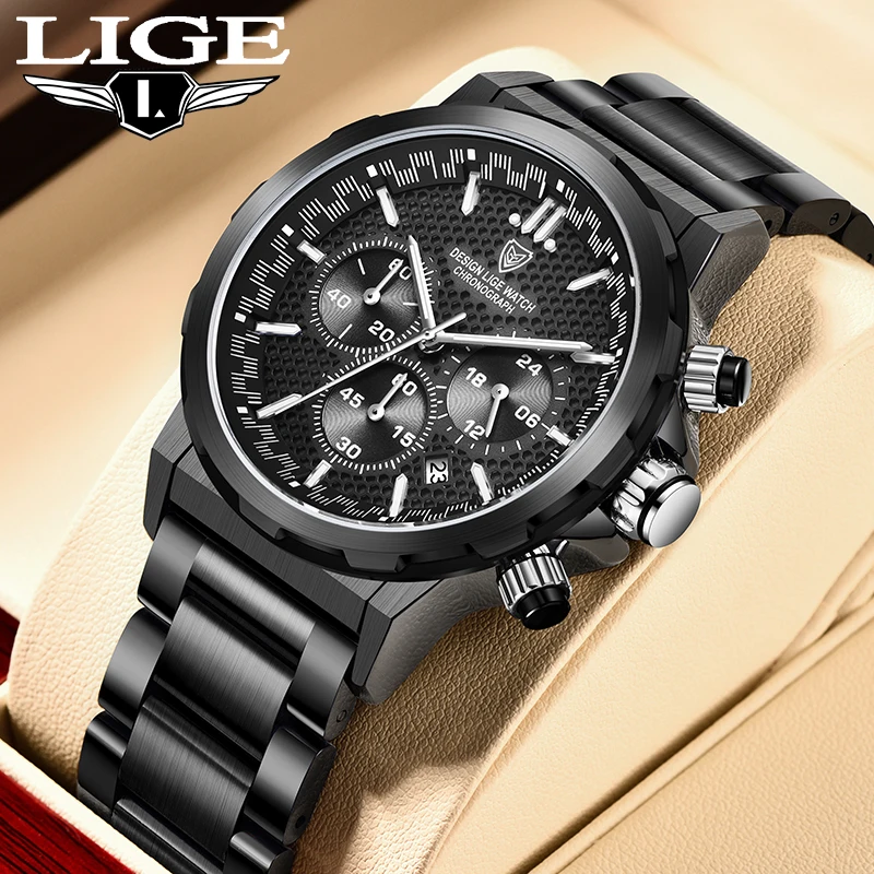 

LIGE Fashion Luxury Quartz Watches Stainless Steel Band Business Watch for Men Waterproof Luminous Auto Date Clocks Reloj Hombre