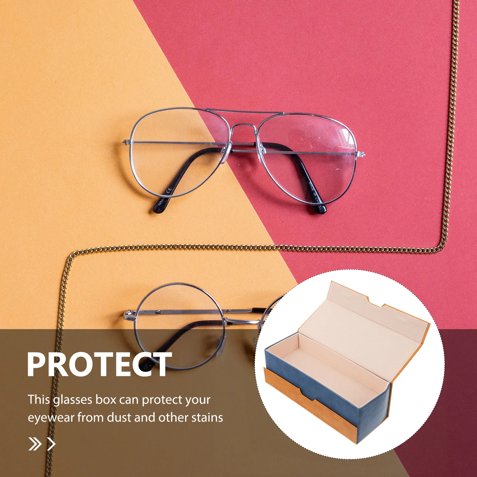 

1pc Dual Side Eyeglasses Case 2 In 1 Portable Travel Glasses Box Dustproof Eyewear Holder Compact Sunglasses Case For Business