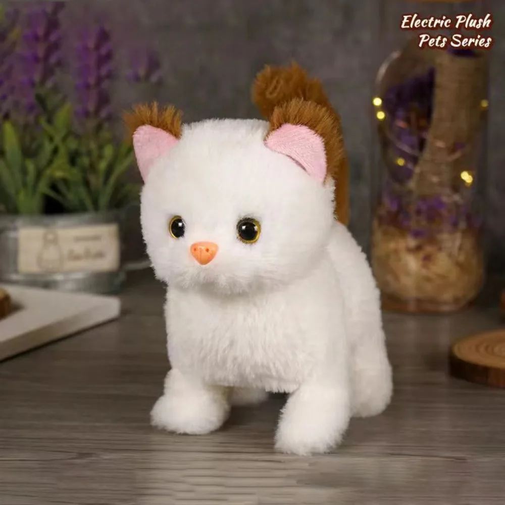 Cute Simulated Robot Kitten Wagging Makes You Happy Electric Cat Toy Interactive Walking Kitten Toy For Kids Birthday Gift