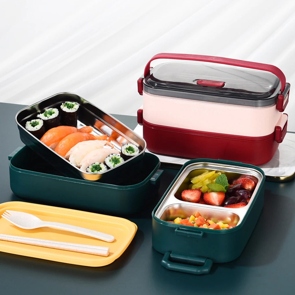 

304 Stainless Steel Thermal Lunch Box Office Worker Bento Box Double Layer Student Children Food Storage Container Store