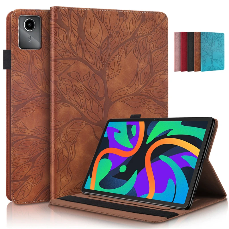 GEFENIS For Lenovo Tab M11 Case 11 Inch Embossed Tree Leather Flip Cover For Coque Lenovo M11 Xiaoxin Pad 2024 Case Funda Tb330f