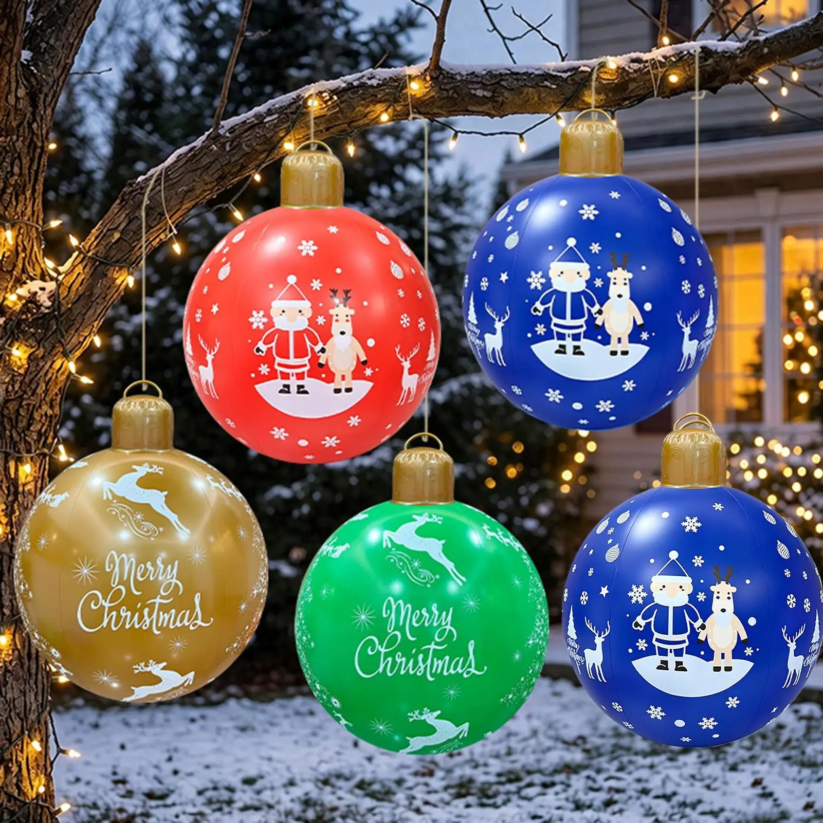 Inflatable Christmas Balls 24x18 Inch Funny Seasonal Outdoor Decor Giant Christmas Balls Inflatable Ornaments For Yard Patio