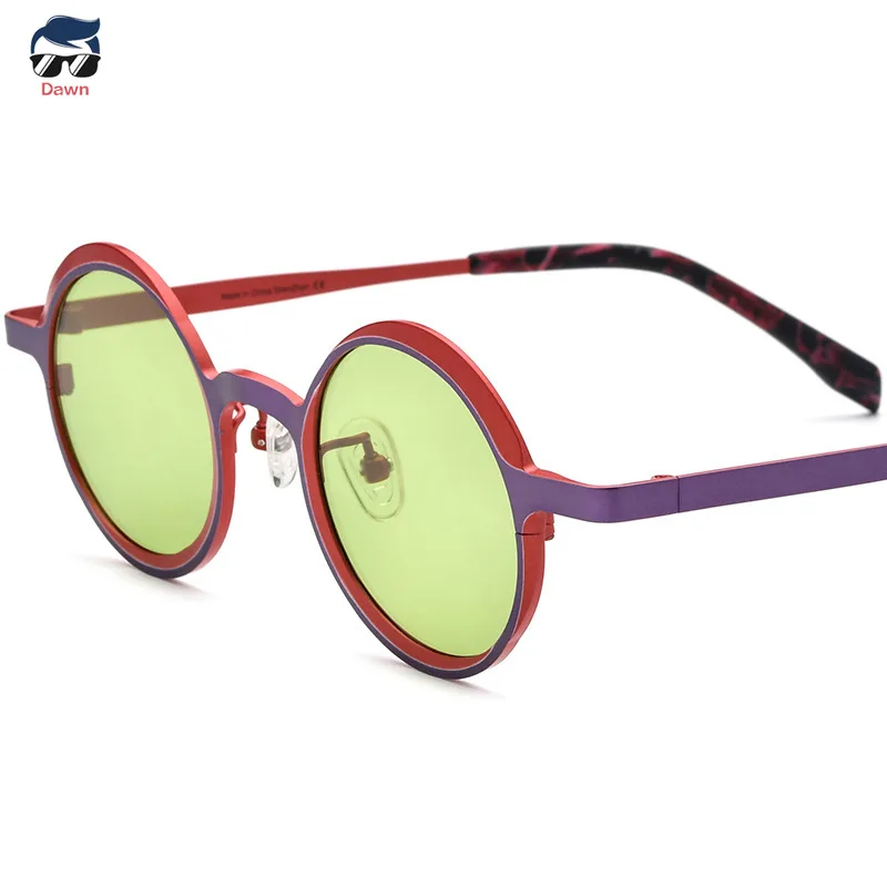 

Fashion 185774T Colored Small Round Frame Women Sunglasses Ultra Light Titanium Polarized Glasses UV400 Men Driving SUN GLASSES