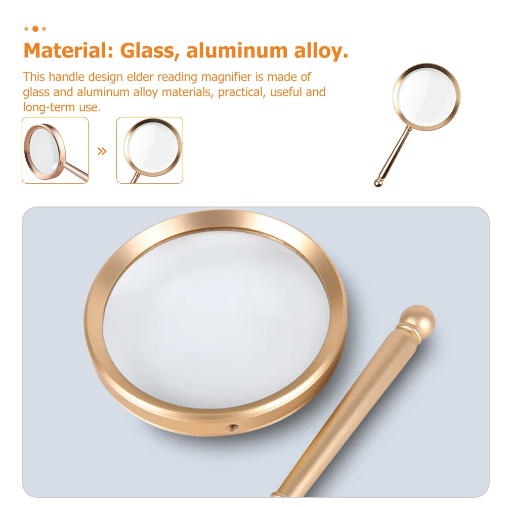 

Portable Handheld Magnifier Handle Design Reading Glass Elder Durable Comfortable to Hold Easy Carry Kids Exploration Gift