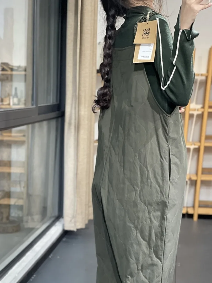 Authentic Winter Casual Fashion Artistic Korean Style Cotton Strap Pants Wide Leg Pants Natural Waist Retro Style Women's Jeans