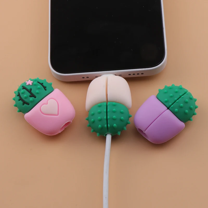 Kawaii Cactus Charger Cable Protector Cable Winder Phone Cable Cover For Iphone11 XS XR Data Line Organizer