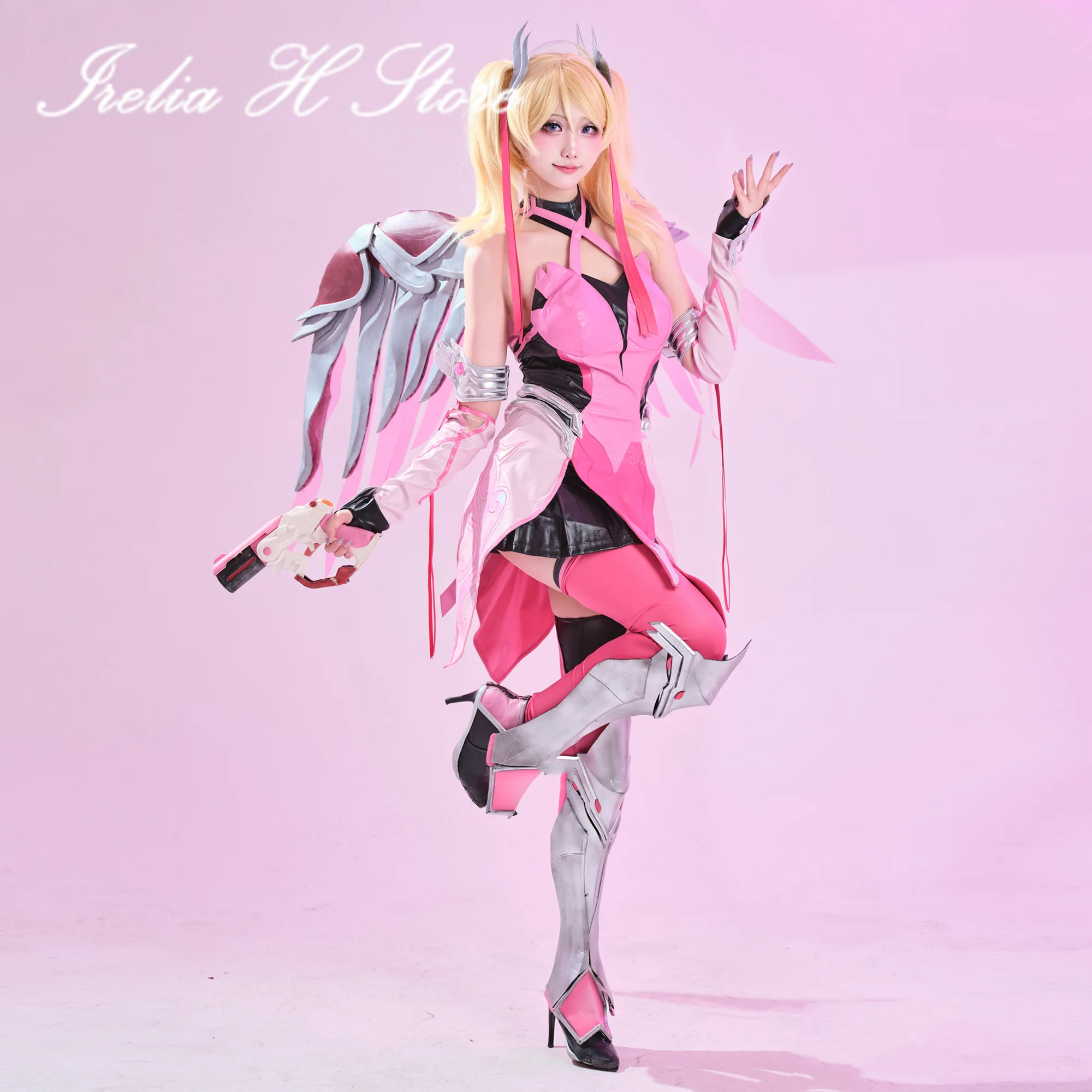 

Irelia H Pink Mercy from OW Angela Ziegler Cosplay Costume for women hallowee party dress