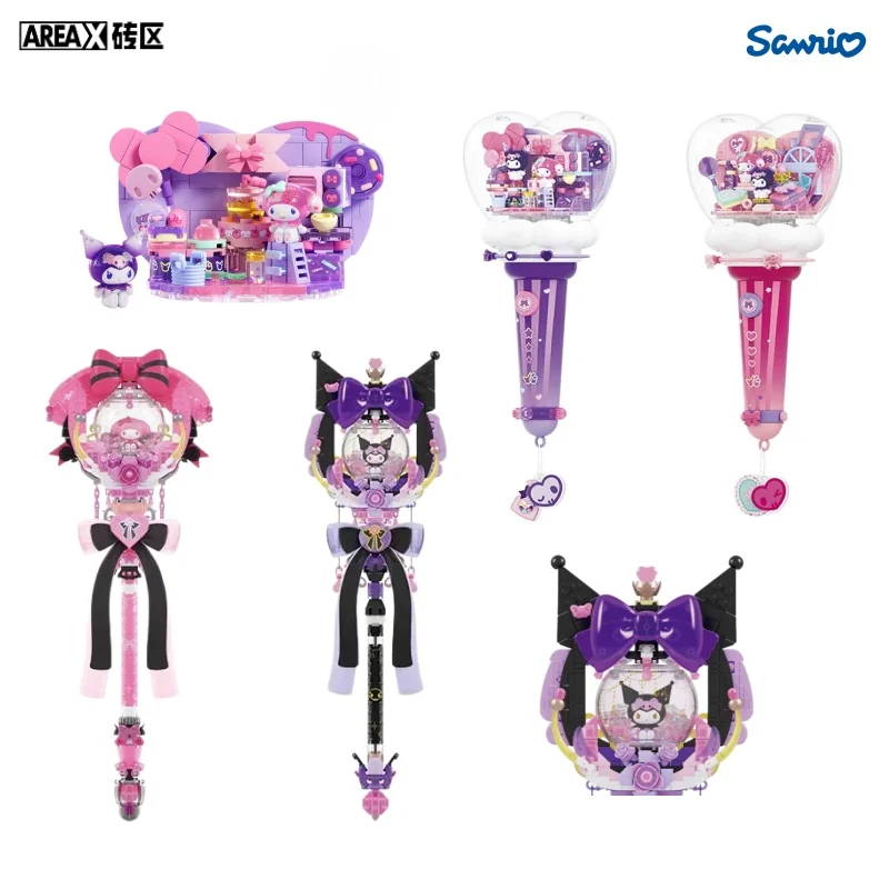 AREA-X Sanrio Light Stick Bloques de Construcción Kuromi My Melody Modelo de Ensamblaje Star Dream Magic Stick Adorno Juguetes Regalos