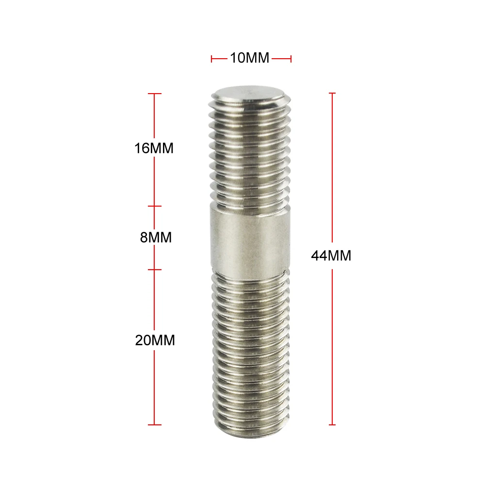 VR - 10mm M10x1.25 Exhaust Stud 303 Stainless Steel Double End Threaded Screw VR-DEB01