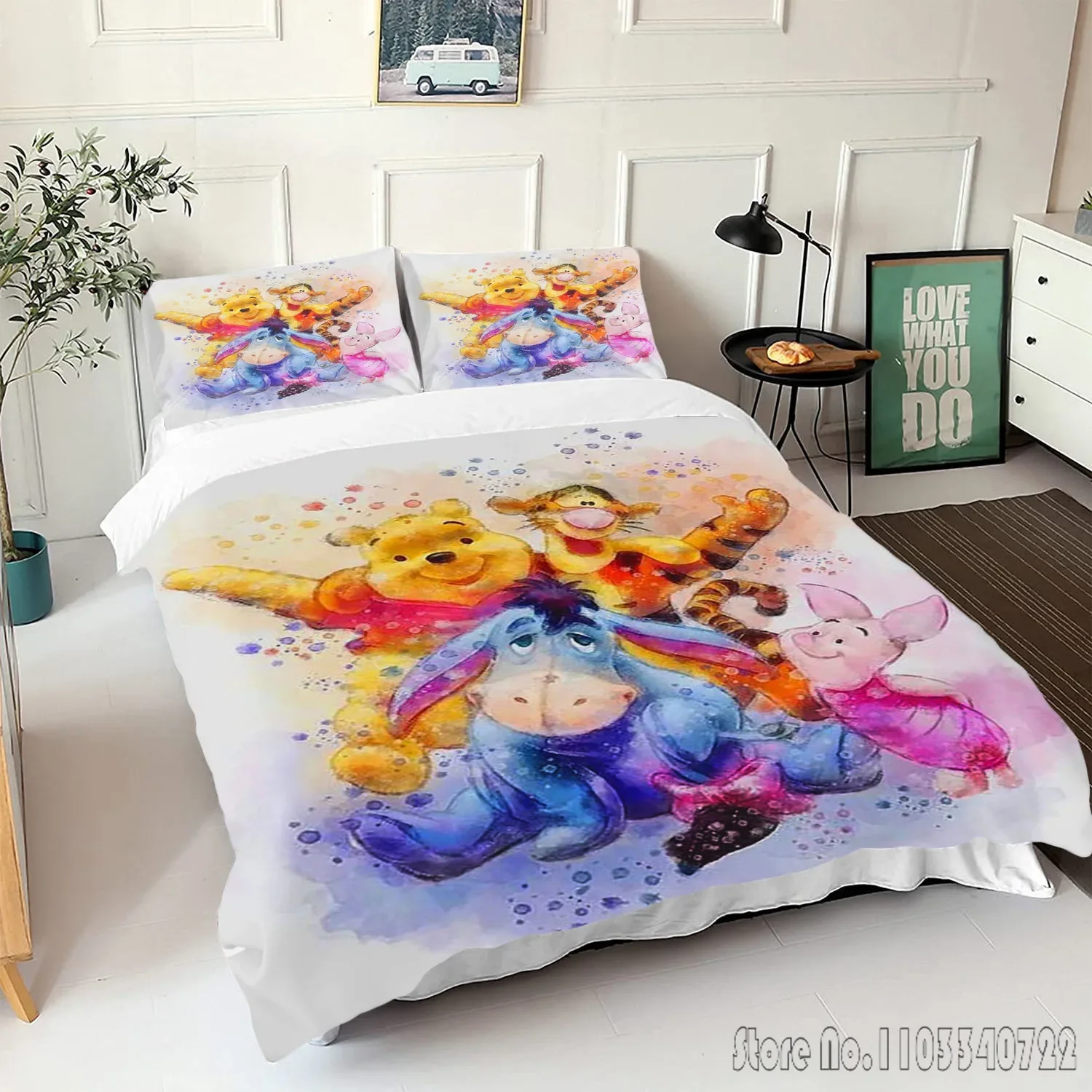 Winnie the Pooh Love Child Duvet Cover Set HD Comforter Cover Bedclothes for Kids Bedding Sets Bedroom Decor