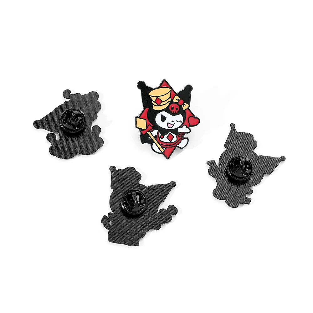 Sanrio 4 Pcs Magic Kulomi Brooch Fashion Crown K Love Block Enamel Pin Magic Clown Metal Badge Backpack Clothing Jewelry