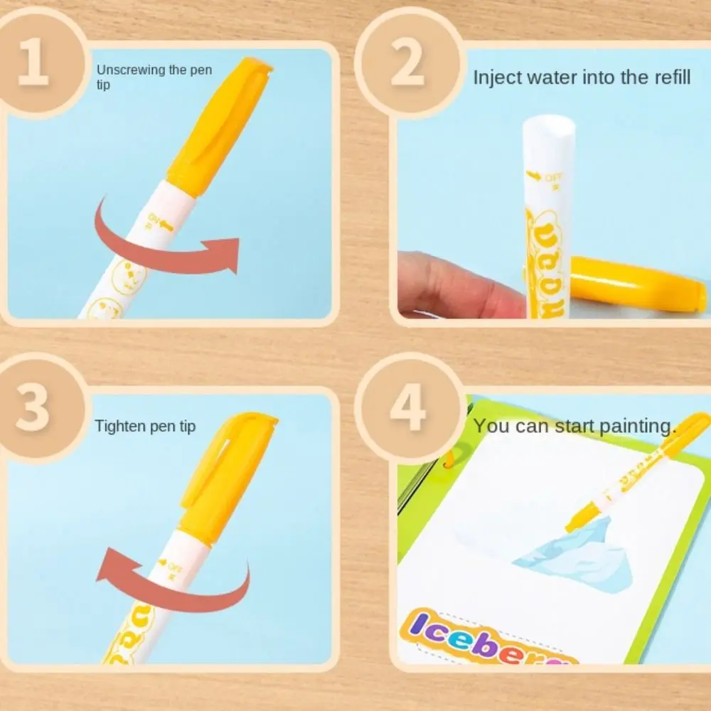 Con penna Giochi da disegno ad acqua Disegno di cartoni animati Montessori Giocattoli Montessori Libro da disegno educativo precoce riutilizzabile per bambini