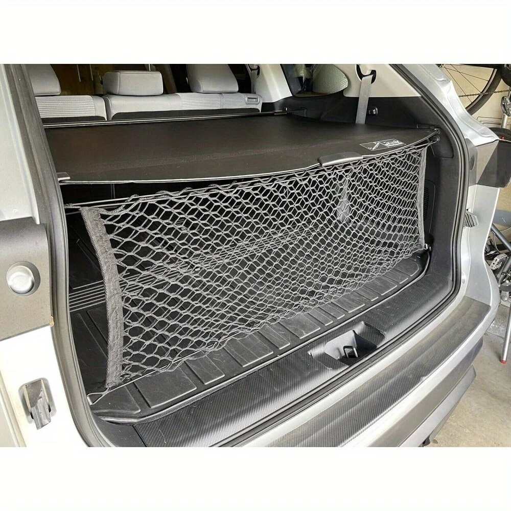 1 Stück Gepäcknetz mit Befestigungshaken, verstellbares elastisches Netz für die Kofferraum von SUVs, Autos und Lastwagen, Kofferraum-Innenausstattung. – Detail 2