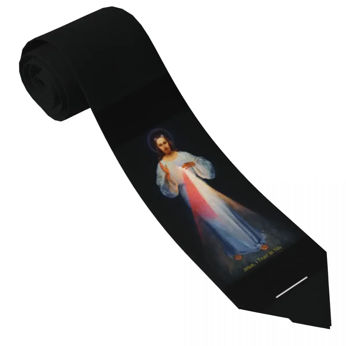 Jesus Divine Mercy Tie Catholic Kawaii Funny Neck Ties For Men Wedding Party Quality Collar Tie Graphic Necktie Accessories