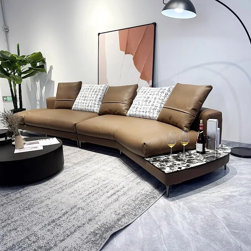 

Leather Europe Sofa Designer Adults Lounge Apartment Cushion Sofa Lounge Elegant Articulos Para El Hogar Home Accessories