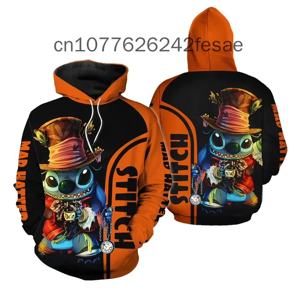 Disney Stitch Hoodie Casual Hip Hop Street Clothing Men's and Women's Y2k Hoodie Long Sleeve Sportswear