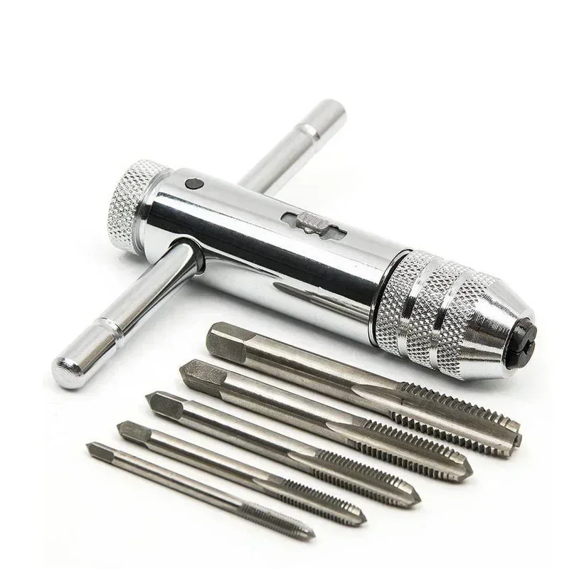 Ratchet Manual Thread Metal Drill Bit Tap M3 M4 M5 M6 M8 T Handle Wrench Hand Tools Screw Repair Kit Mechanical Workshop Tools