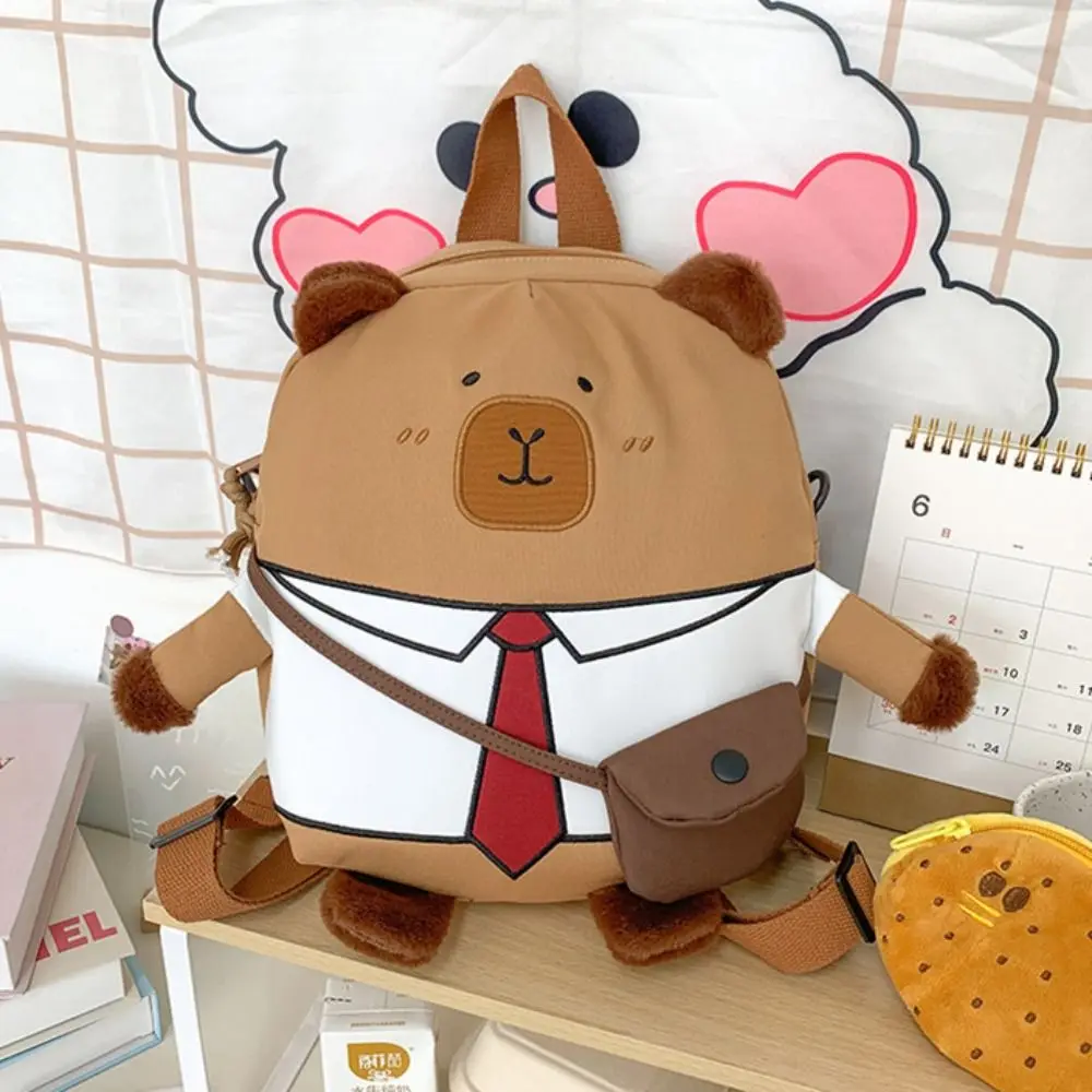 Kawaii ไนลอน Capybara กระเป๋าเป้สะพายหลังกระเป๋าเป้สะพายหลังเด็กกระเป๋าแล็ปท็อปกระเป๋าเป้สะพายหลังขนาดใหญ่ความจุกระเป๋าเป้สะพายหลังกระเป๋าหนังสือของขวัญวันเกิด