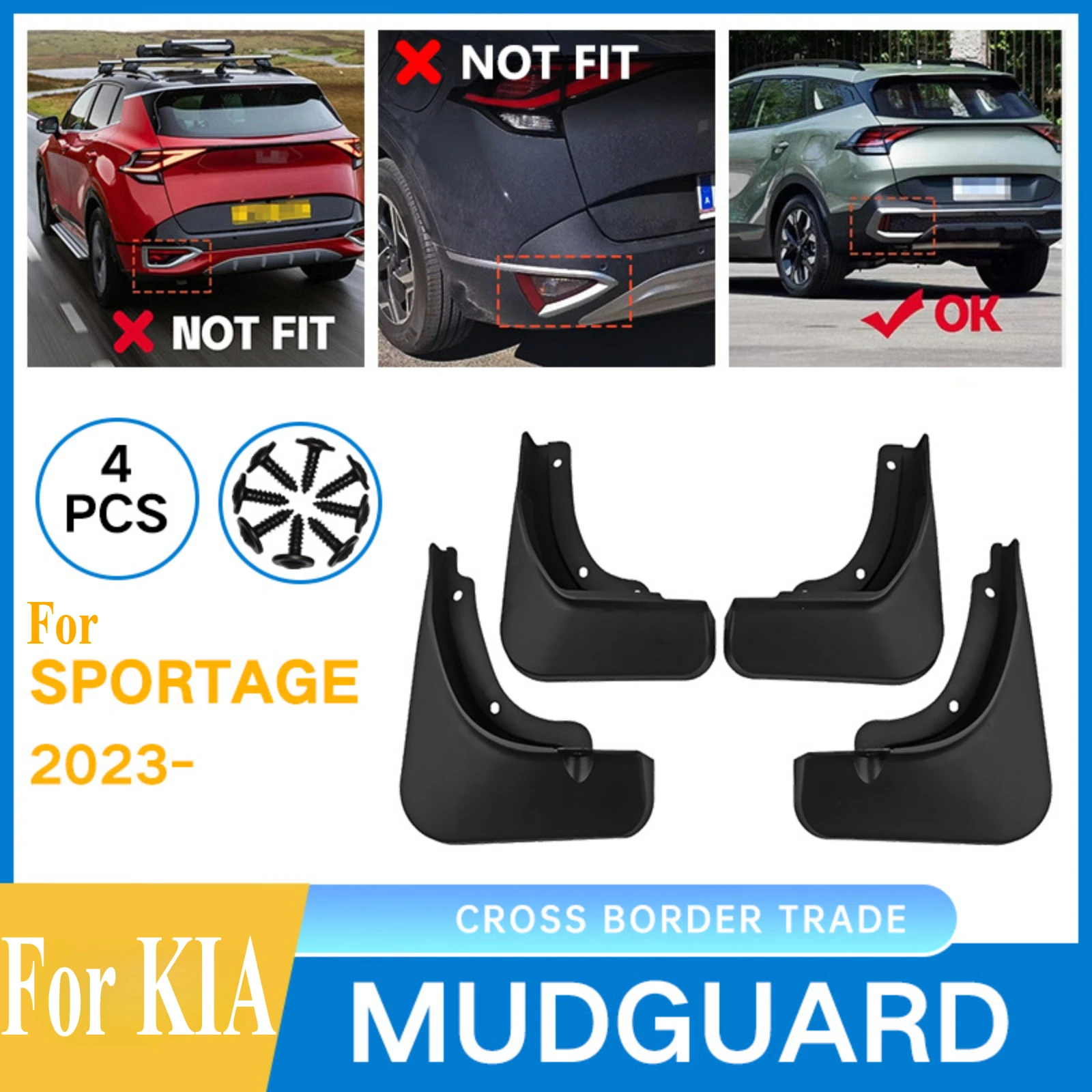 

For Kia Sportage 2023 Soft Rubber Mud Flaps Splash Guard Car Auto Exterior Protective Mudguards Dirt-Proof Flexible Rubber