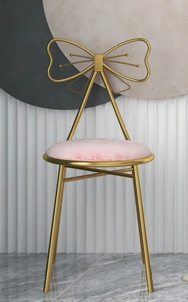 Modern Minimalist Dressing Table Stool Net Red Butterfly Golden Home Bar Stool Stool Backrest Chair