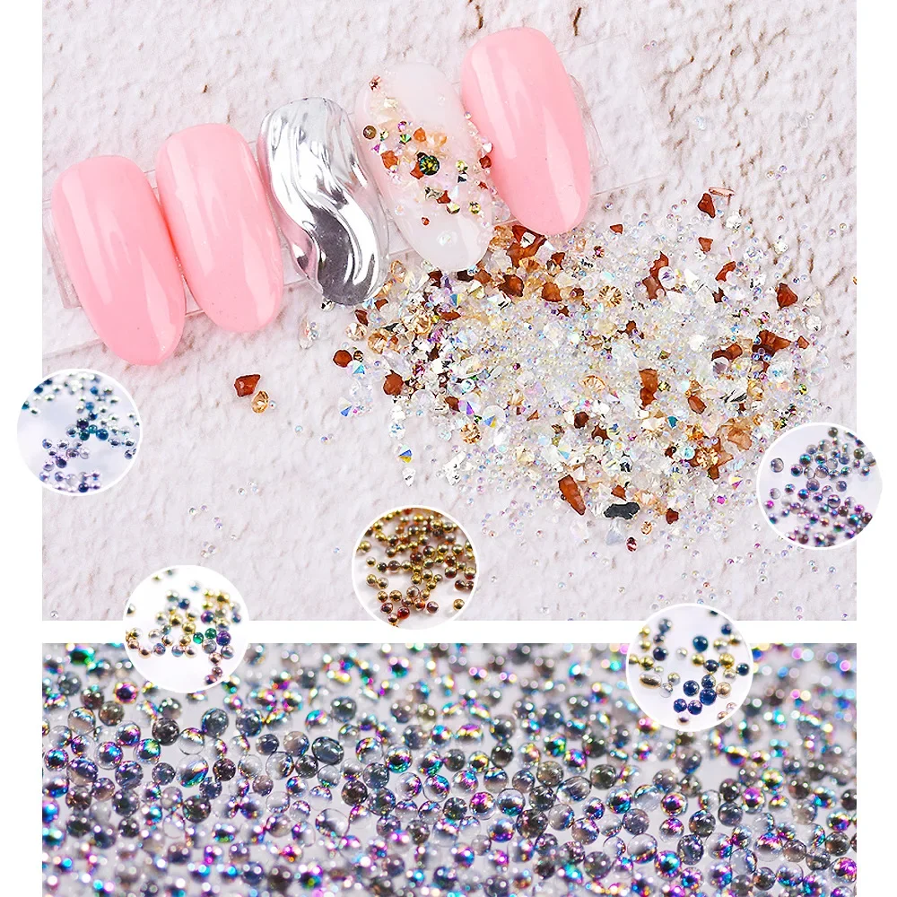 

Large Package Wholesale High-quality Nail Decoration Supplies Double-sided Microbeads Caviar Fairy Beads 450g