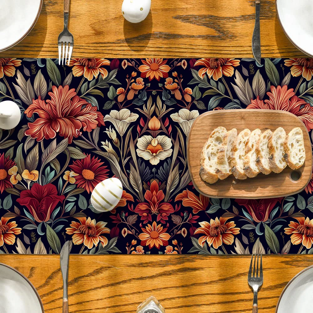 Lily Tulip Leaf Table Runner Kitchen Dining  Table Decoration for Indoor Outdoor Home Table Runners