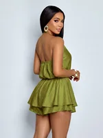 Elegant Ladies Solid Color Off-Shoulder Jumpsuit Short Sleeve Casual Comfortable Women's Romper in Basic Colors - Image 2