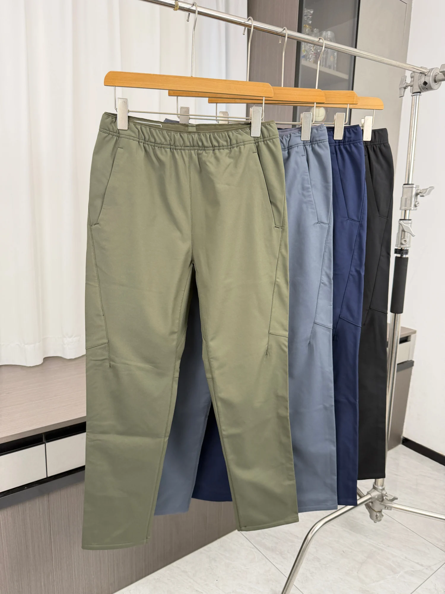 Outdoor Lightweight Warm Men's Autumn Winter Straight Leg Thin Fleece Anti-Wind Casual Pants Trendy Straight Cut Leisure Trou...