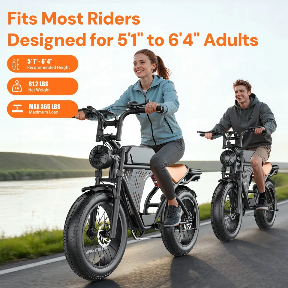 ebike 20" Fat Tires Mountain Electric Bicycle for Adults 3000W 48V 32 MPH image 6