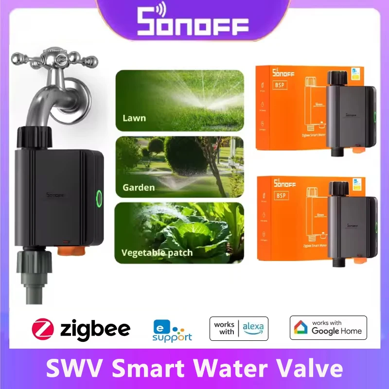 SONOFF SWV Zigbee Smart Water Valve IP55 Automatic Irrigation Smart Home Remote Control Time Schedule via e-WeLink Alexa Google