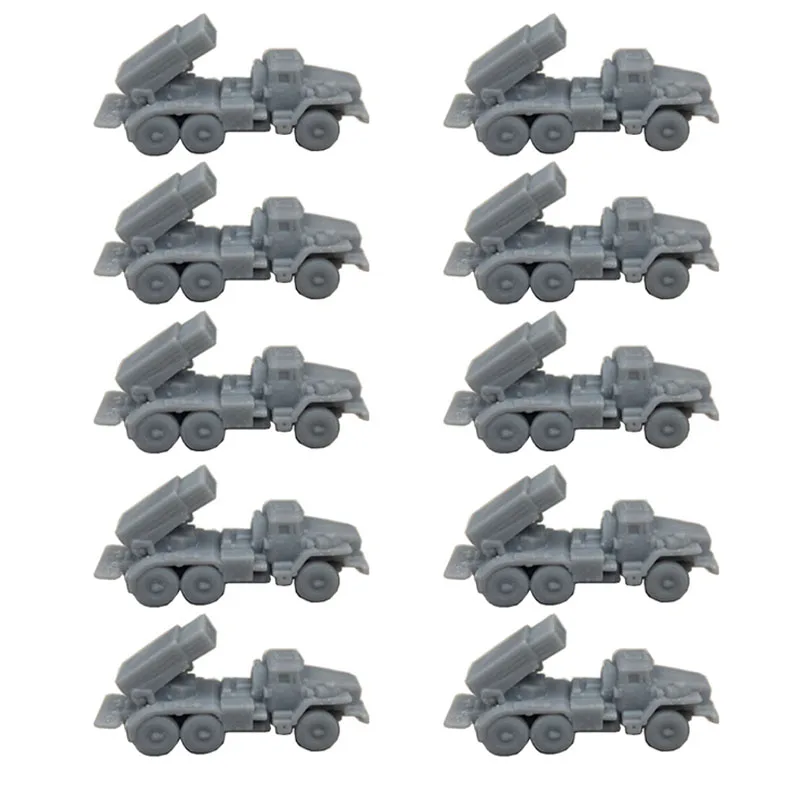 10PCS BM21 Hail Rocket Launch Vehicle 1/350 1/700 Resin Model Rocket Artillery Launcher Tank Model for DIY Hobby Toys