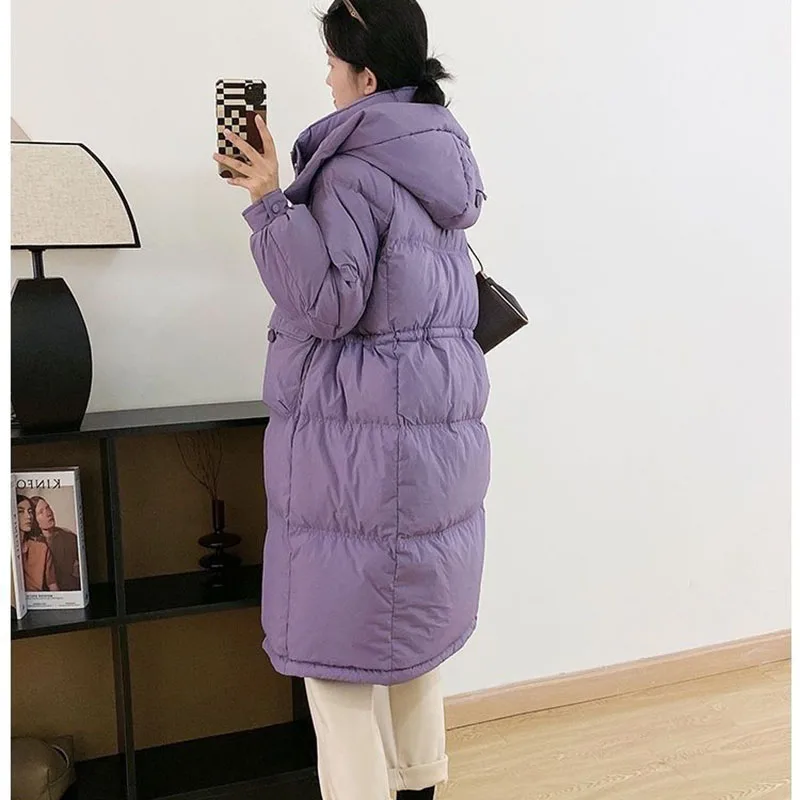 Fashion Down Cotton Coat Women's 2025Winter New Loose Korean Casual Long Snow Outwear Female Padded Warm Hooded Windproof Jacket