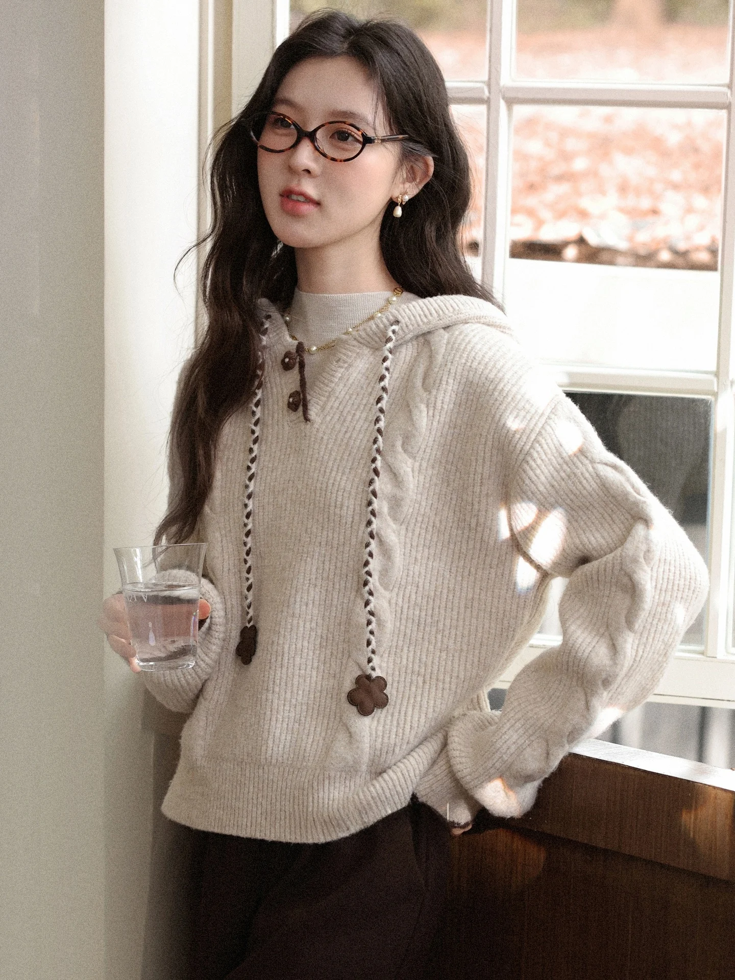 

Свободный длинный женский свитер Sve, кофейная снежная кепка, пальто, осень-зима, новый женский трикотаж Lazy Faion