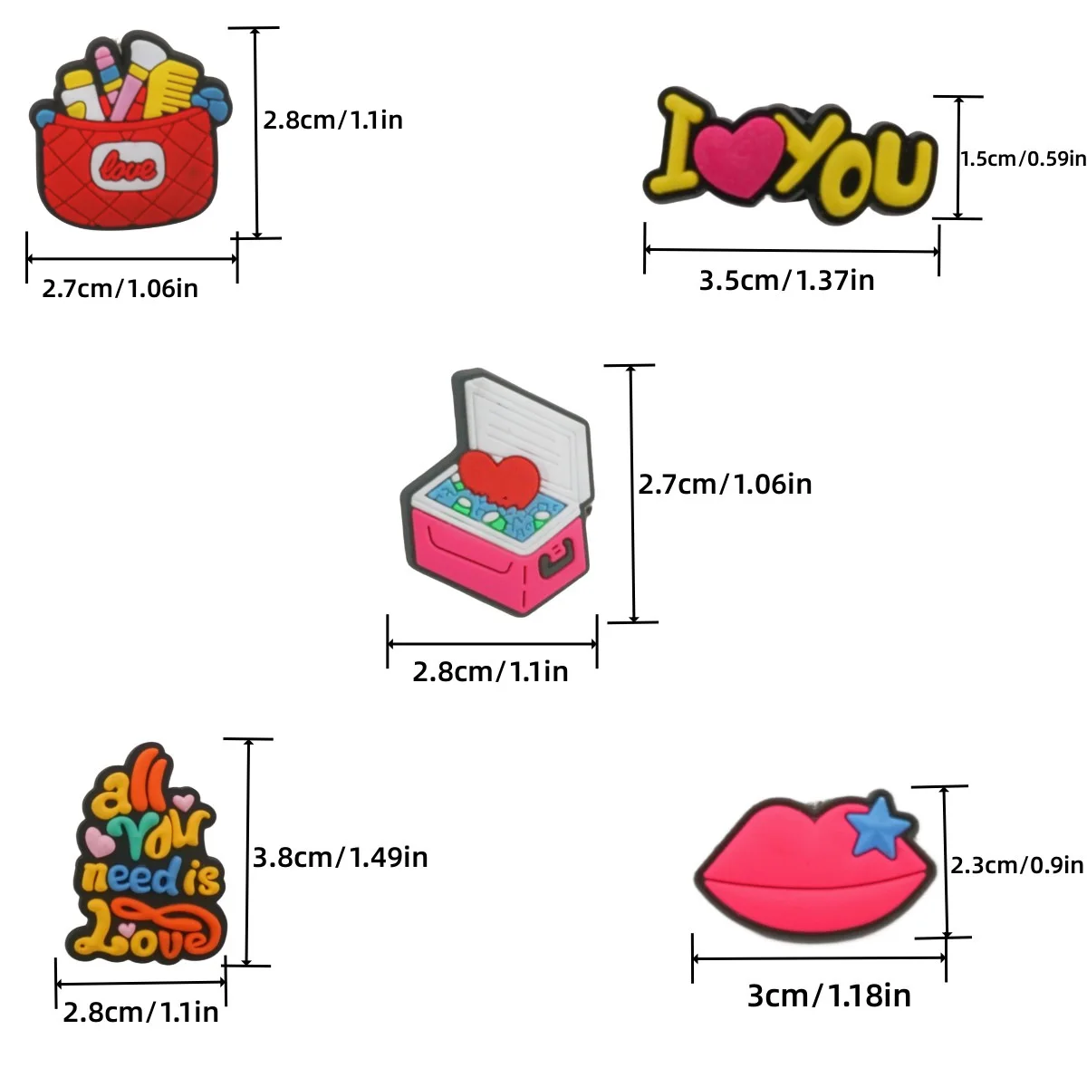 

Cartoon Valentine’s Day Hole shoe accessories Heart-shaped Pattern Shoe Charms Lovely Style DIY Sandal Shoe Decorations