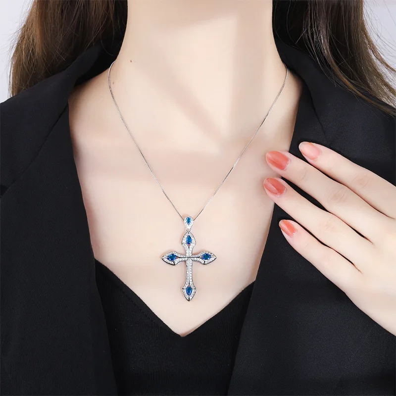 Vintage Protection Cross Power Pendant Necklace For Women Cocktail Party Fine Jewelry Gift