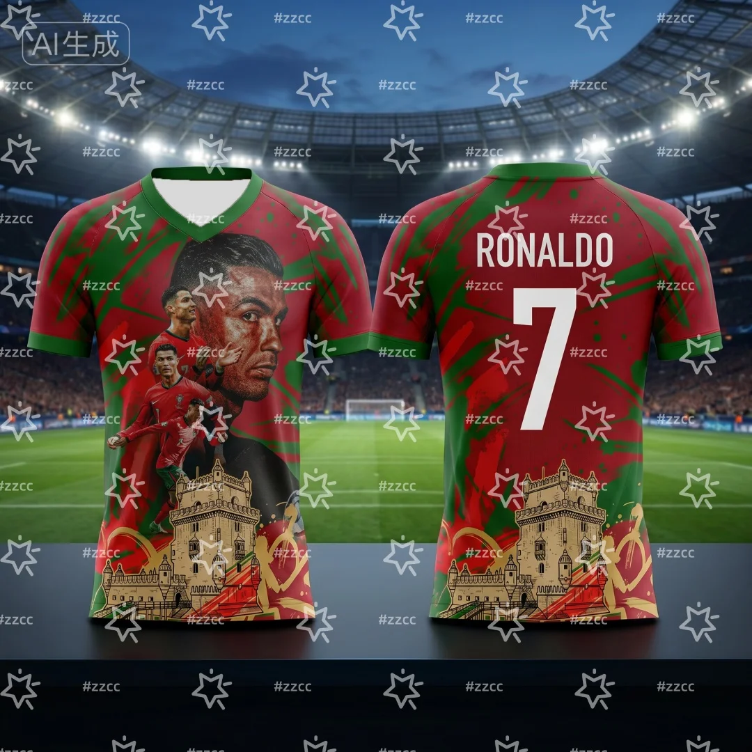 2026 Cristiano Ronaldo No. 7 Football Jersey Portugal fan gifts Summer Sports Men's T-Shirt Children's Clothing Tee Y2k Woman ﻿ view 5