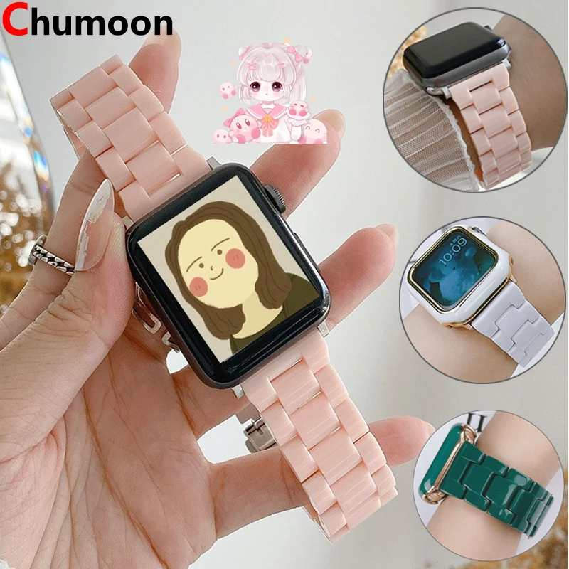 Pasek z żywicy w kolorach cukierków do Apple Watch Ultra 2 49mm 45 41 46 44 40 mm, zamiennik bransoletki na nadgarstek, akcesoria do paska zegarka w stylu makaroników.